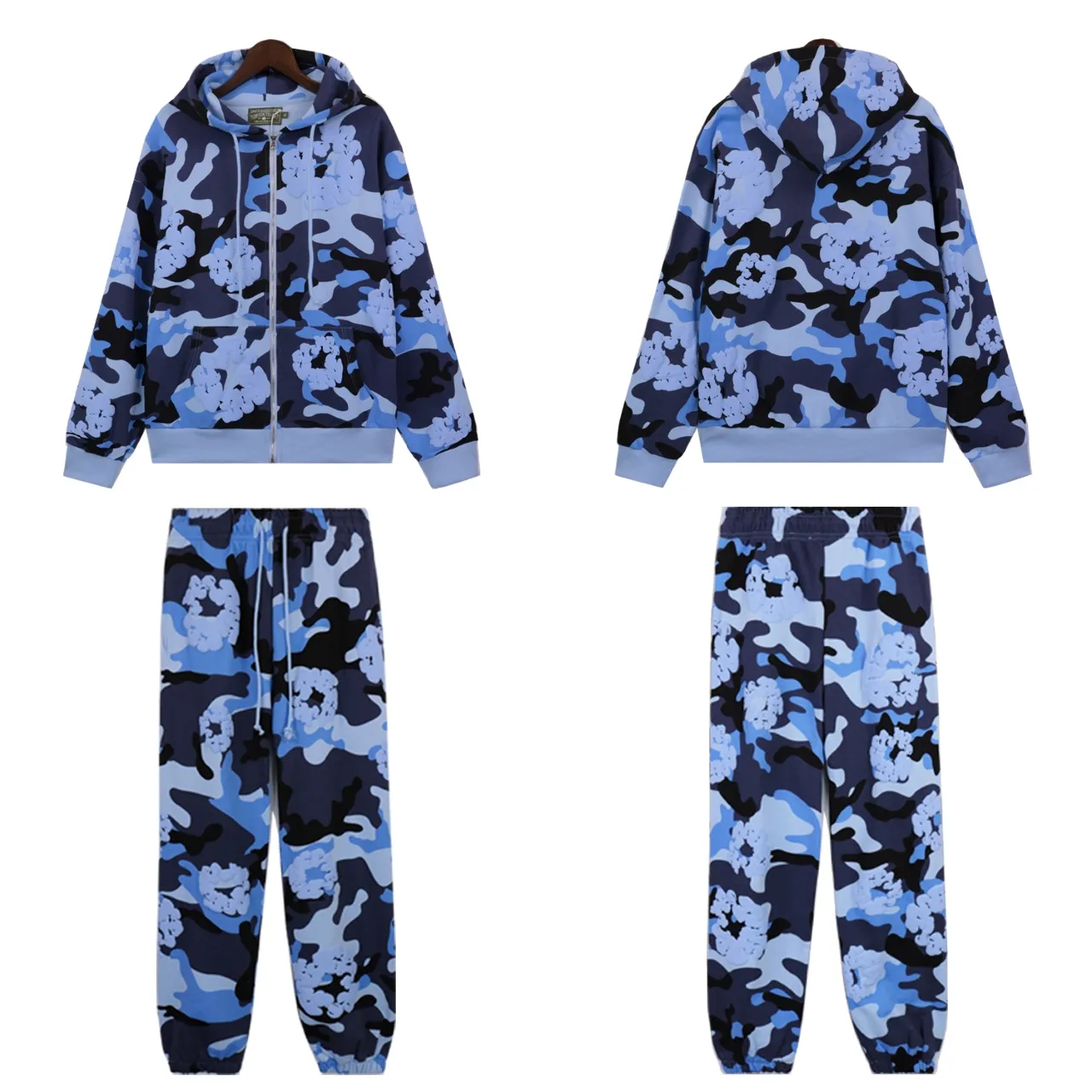 Sweater p230 Pants P190 DENIM TEARS main line kapok camouflage cotton garland zipper hoodie Color: Camouflage blue Camouflage apricot Camouflage powder Camouflage green Camouflage gray Size: S M L XL